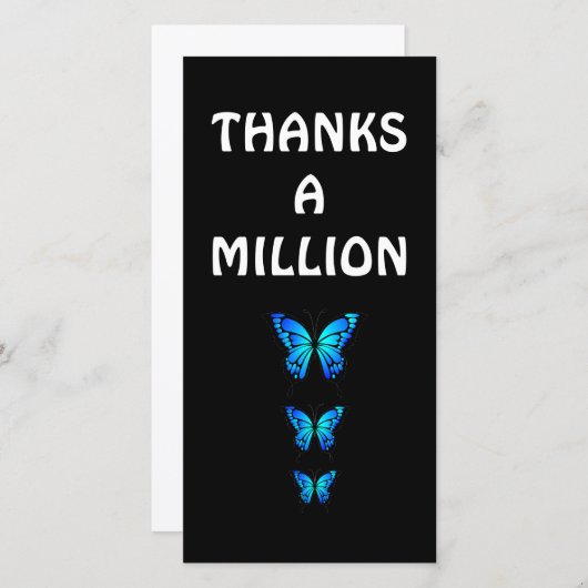 感謝パーソナライズされた青蝶ありがとう サンキューカード (正面/裏面)