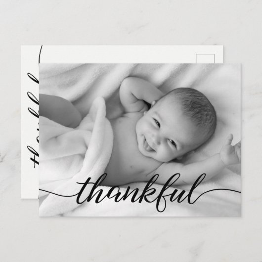 「感謝パーソナライズされた」ベビー写真ありがとうポスト 案内ポストカード (正面/裏面)