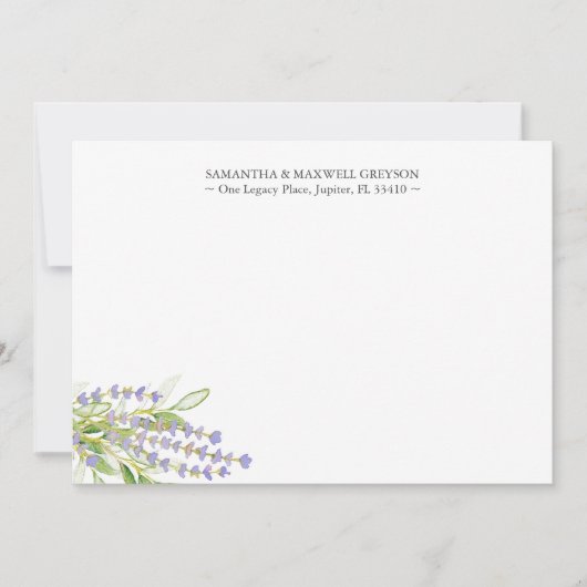 感謝パーソナライズされたNotecards Lavender ノートカード (正面)