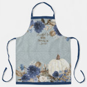 感謝ファミリー秋リーフカボチャネービーブルーフローラ エプロン (正面)