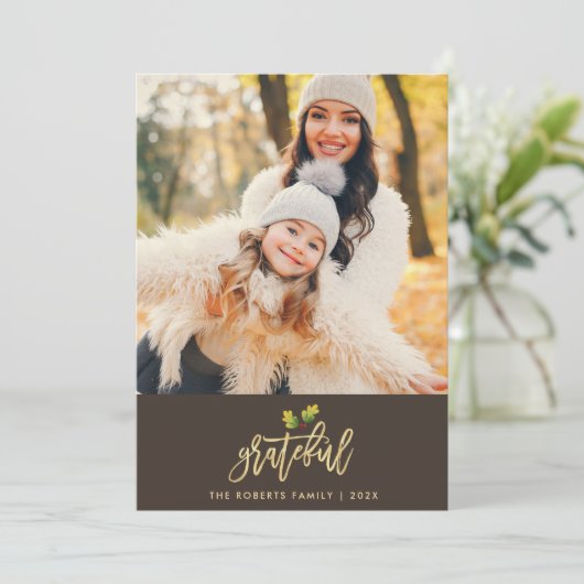 感謝フェイクのフォイル感謝祭の写真カード シーズンカード (スタンド正面)