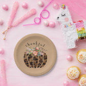 感謝フルレオパードプリントパンプキンボホ秋オータム ペーパープレート (パーティー)