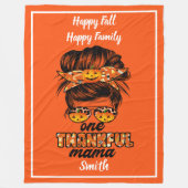 感謝ママ秋カスタマイズの文字と色 フリースブランケット (正面)