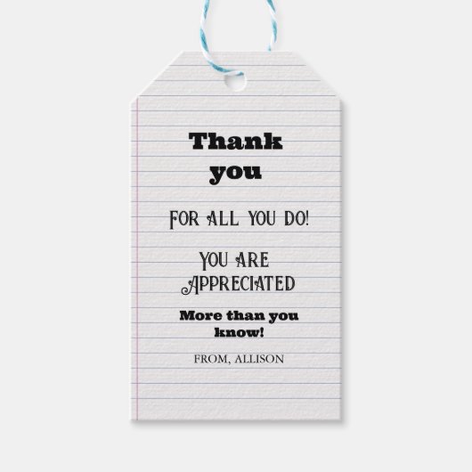 感謝メッセージカードboho groovy先生ギフト ギフトタグ (正面)