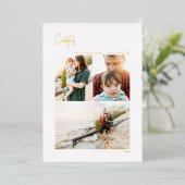 感謝モダンのクリスマス垂直3写真 |金ゴールド 箔シーズンカード (立ち正面)