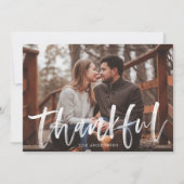 感謝モダンのスクリプト緑の写真感謝祭 シーズンカード (正面)