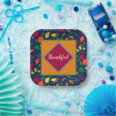 感謝モダンの気持ちカラフルの葉 ペーパープレート (パーティー)