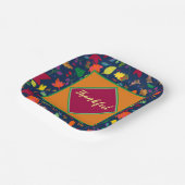 感謝モダンの気持ちカラフルの葉 ペーパープレート (傾斜あり)