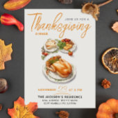 感謝モダンの秋感謝していディナー水の色 招待状