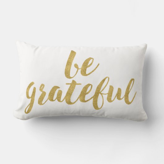 感謝モダンの金ゴールドに感謝する ランバークッション (正面)