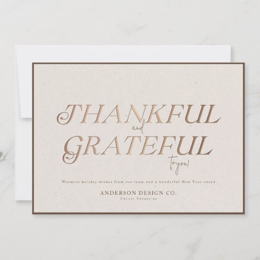 感謝モダンタイポグラフィエレガントシックビジネス シーズンカード (正面)