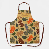 感謝モダンヴィンテージ秋オーク葉ツリー エプロン (正面)