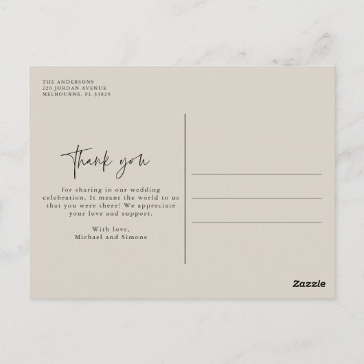 感謝モダン写真結婚はがき ポストカード (裏面)