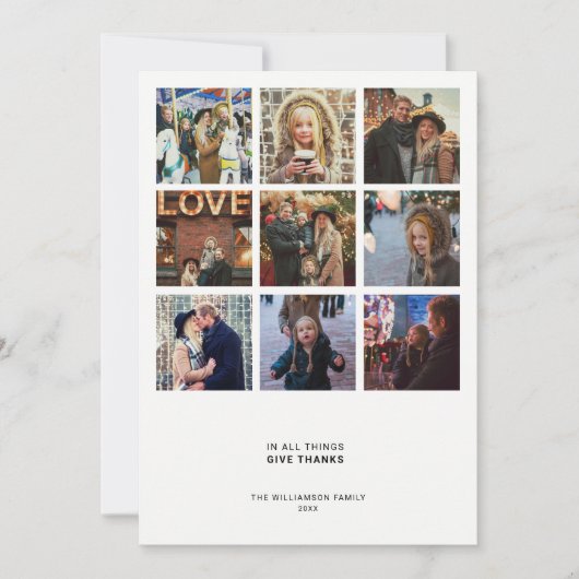 感謝モダン引用文 | 9シンプルフォトコラージュ シーズンカード (正面)
