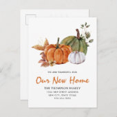 感謝モダン新しいホームカボチャ移動 案内ポストカード (正面/裏面)