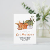 感謝モダン新しいホームカボチャ移動 案内ポストカード (スタンド正面)