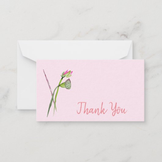 感謝モダン蓮の花の水彩アート ノートカード (正面)