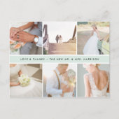 感謝モダン |の結婚写真コラージュ ポストカード (正面)