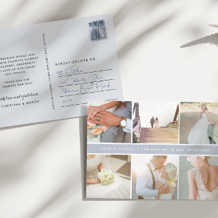 感謝モダン の結婚写真コラージュ ポストカード
