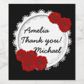 感謝ラベル , 赤い花 ワインラベル (シングルラベル)