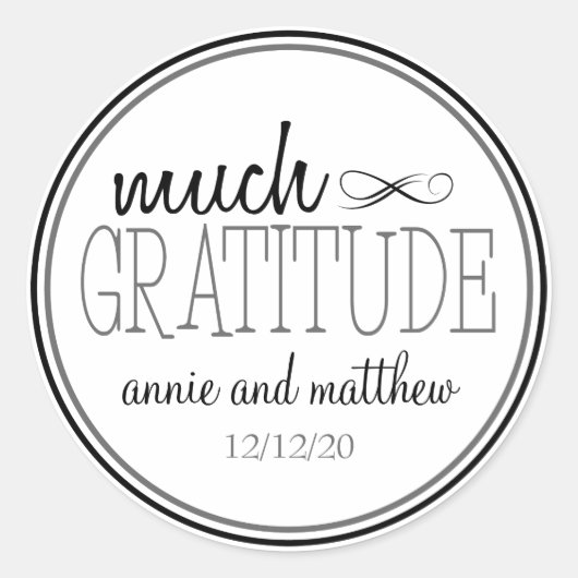 感謝ラベル(黒/グレー) ラウンドシール (正面)