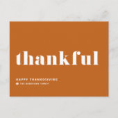 感謝レトロタイポグラフィオレンジサンクスギビング シーズンポストカード (正面)