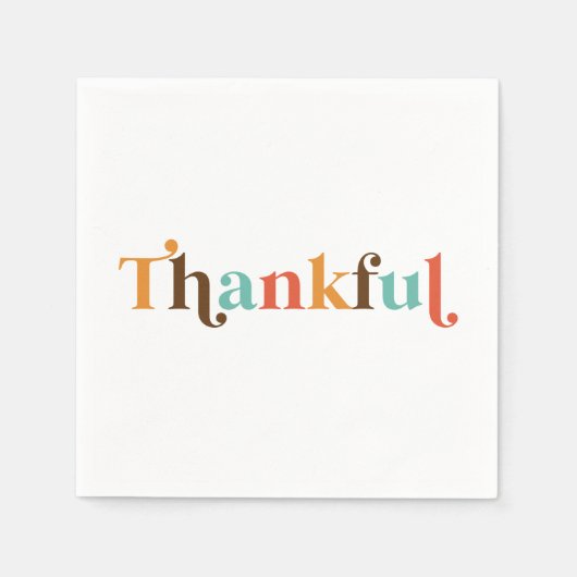感謝レトロフォント感謝祭ナプキンス スタンダードカクテルナプキン (正面)
