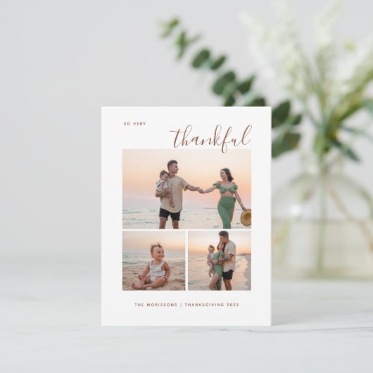 感謝三家族の写真幸せな感謝祭秋h シーズンカード (スタンド正面)
