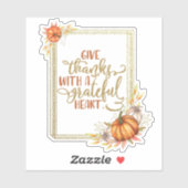 感謝与えの感謝していハートによる感謝祭 シール (シート)