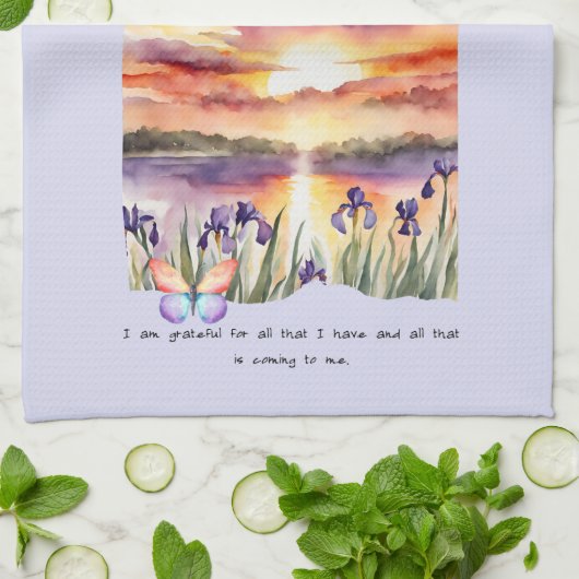 感謝前向きの肯定 キッチンタオル (折り畳み)