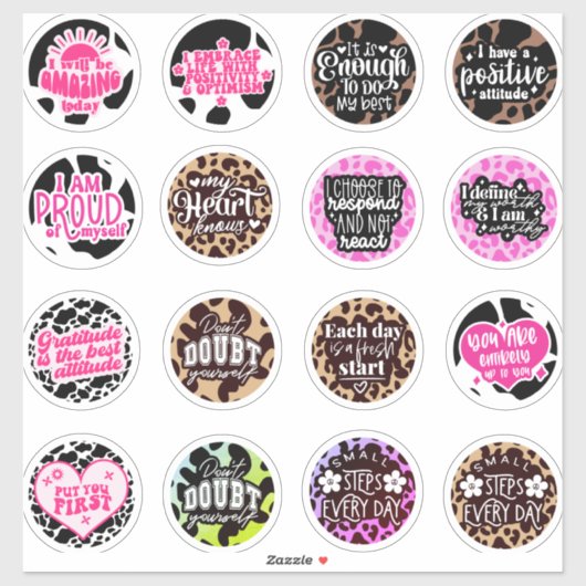 感謝前向き引用文と感動的トレンディー シール (シート)