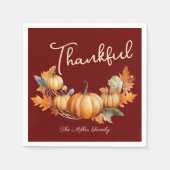 感謝収穫感謝祭ディナーカスタムレッド スタンダードカクテルナプキン (正面)