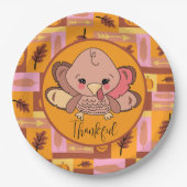 感謝可愛い七面鳥感謝祭パーティープレート ペーパープレート (正面)