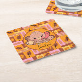 感謝可愛い七面鳥感謝祭紙コースター スクエアペーパーコースター (アングル)