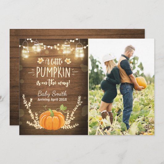 感謝妊娠の発表リトルカボチャ シーズンカード (正面/裏面)