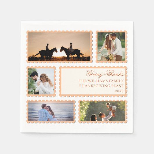 感謝家族感謝記念撮影コラージュパーティー スタンダードカクテルナプキン (正面)
