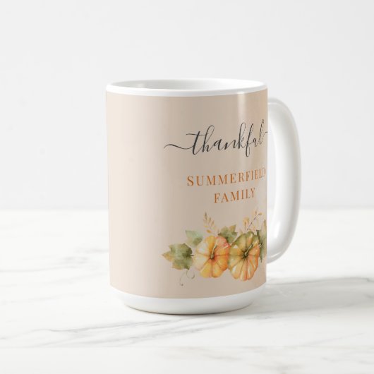 感謝家族秋かぼちゃ感謝祭カスタム コーヒーマグカップ (正面右)