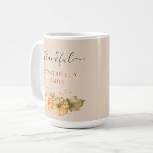 感謝家族秋かぼちゃ感謝祭カスタム コーヒーマグカップ (正面左)