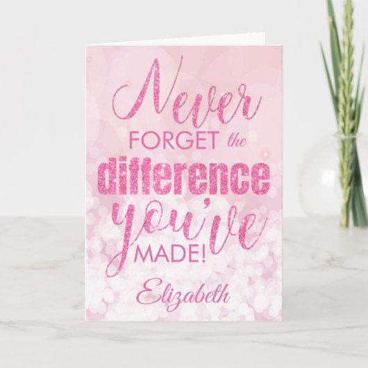 感謝忘れの意を表すNever Pink カード (正面)