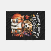 感謝恩賛美ビーグル犬ハッピー秋Y' フリースブランケット (正面(横))