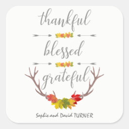感謝恩賛美秋アントラーサンクスギビング スクエアシール