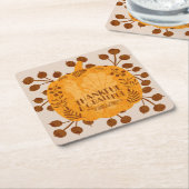 感謝感謝の七面鳥かぼちゃの緑 スクエアペーパーコースター (アングル)
