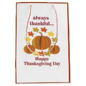 感謝感謝カボチャ秋の感謝祭 ミディアムペーパーバッグ (正面)