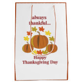 感謝感謝カボチャ秋の感謝祭 ミディアムペーパーバッグ (裏面)