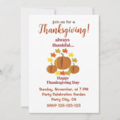 感謝感謝カボチャ秋の感謝祭 招待状 (正面)