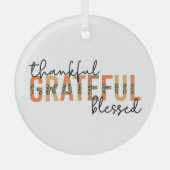 感謝感謝チーテ賛美ープリントタイポグラフィ ガラスオーナメント (正面)