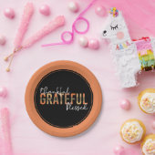 感謝感謝チーテ賛美ープリントタイポグラフィ ペーパープレート (パーティー)
