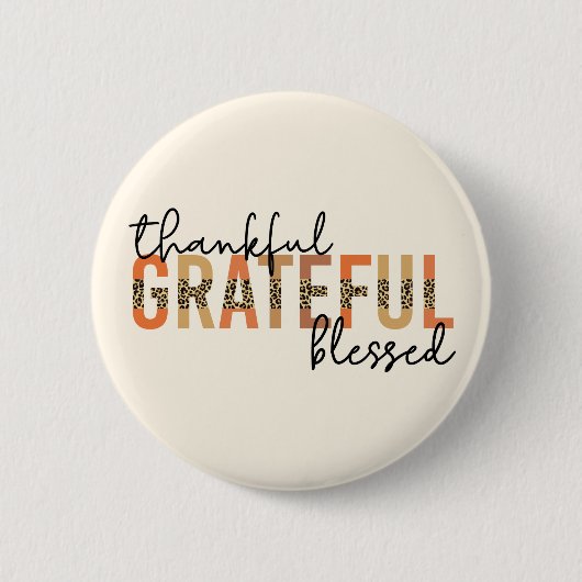 感謝感謝チーテ賛美ープリントタイポグラフィ 缶バッジ (正面)