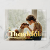 感謝感謝祭モダンのシンプル写真 箔シーズンカード (正面)