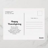 感謝感謝祭モダンのシンプル写真 箔シーズンポストカード (裏面)